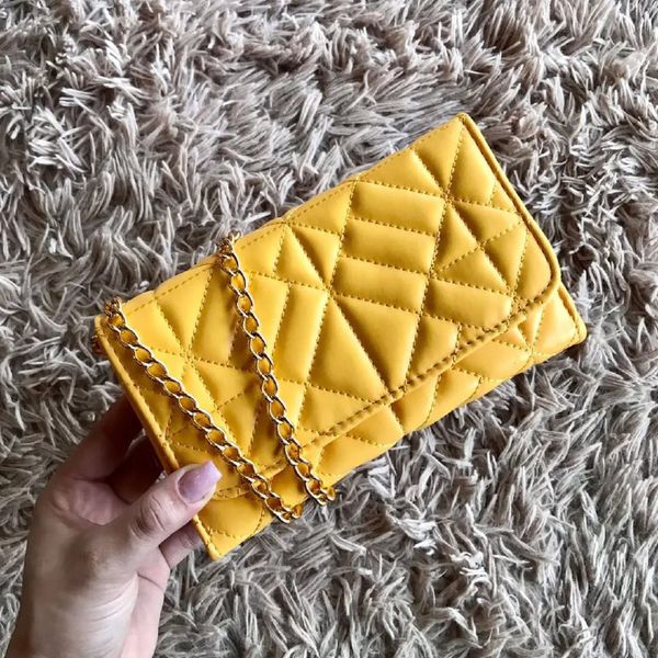 Bolsa Feminina Bordada Estilo Clutch Blogueira Moda Festa Amarela - Gouveia Costa 
