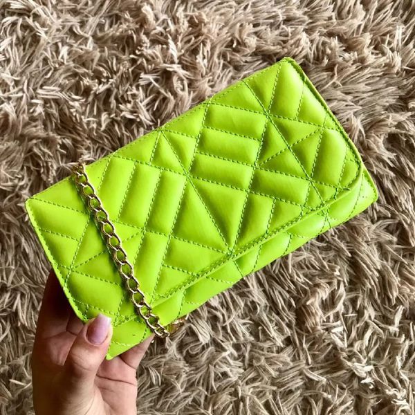 Bolsa Feminina Bordada Estilo Clutch Blogueira Moda Festa Verde Limão - Gouveia Costa