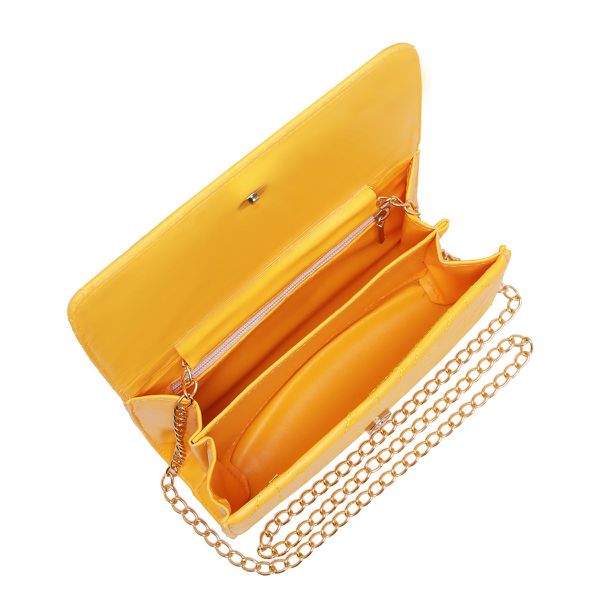 Bolsa Feminina Bordada Estilo Clutch Blogueira Moda Festa Amarela - Gouveia Costa 