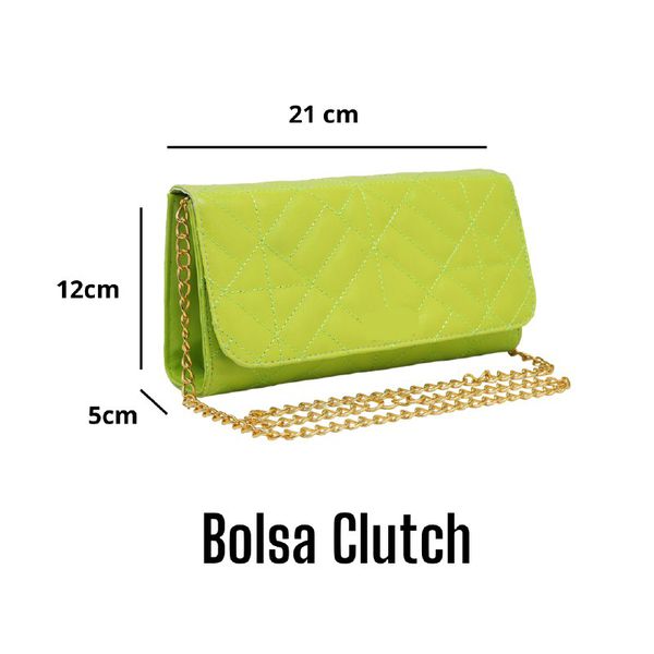 Bolsa Feminina Bordada Estilo Clutch Blogueira Moda Festa Verde Limão - Gouveia Costa