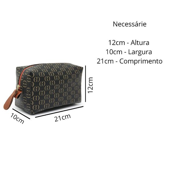 Conjunto 3 Peças estampada Bolsa Saco grande + Bolsa Transversal + nécessaire Preta - Gouveia Costa 
