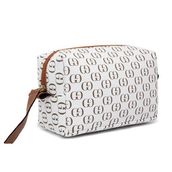 Conjunto 3 Peças estampada Bolsa Saco grande + Bolsa Transversal + nécessaire Branca - Gouveia Costa 