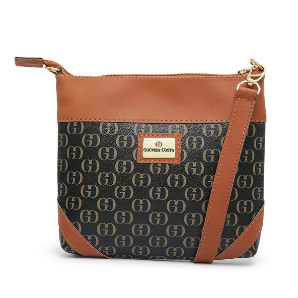 Conjunto 3 Peças estampada Bolsa Saco grande + Bolsa Transversal + nécessaire Preta - Gouveia Costa 
