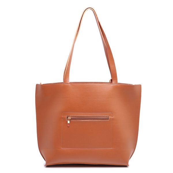 Bolsa Feminina Exclusive Estilo Sacola Grande De Ombro Lisa Caramelo - Gouveia Costa 
