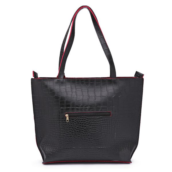 Bolsa Feminina Exclusive Estilo Sacola Grande De Ombro Croco Preta - Gouveia Costa 