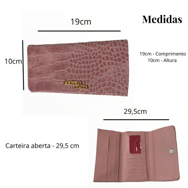 Kit 3 Peças Bolsa Tote Media + Bolsa Transversal + Carteira Croco Rosa - Gouveia Costa 