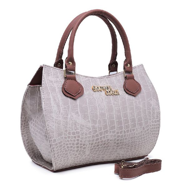 Kit 3 Peças Bolsa Tote Media + Bolsa Transversal + Carteira Croco Marfim - Gouveia Costa 