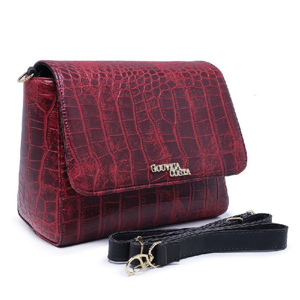 Kit 3 Peças Bolsa Tote Media + Bolsa Transversal + Carteira Croco Vermelha - Gouveia Costa 