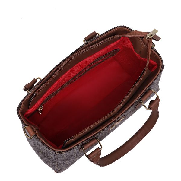 Bolsa Luxo Feminina Baú Alça de Mão e Transversal Estampada Marrom - Gouveia Costa