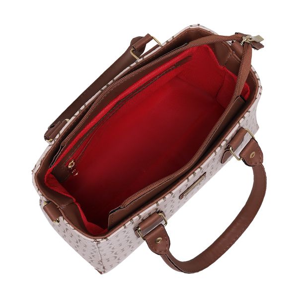 Bolsa Luxo Feminina Baú Alça de Mão e Transversal Estampada Bege - Gouveia Costa
