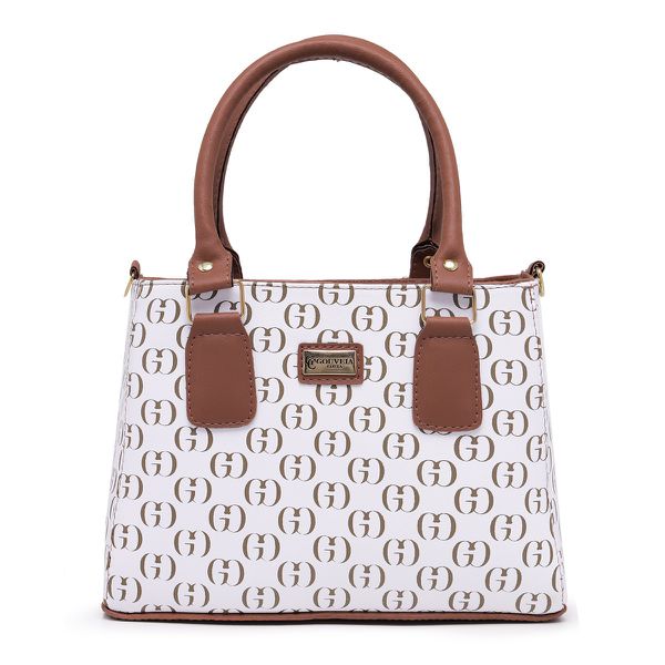 Bolsa Luxo Feminina Baú Alça de Mão e Transversal Estampada Branca - Gouveia Costa 
