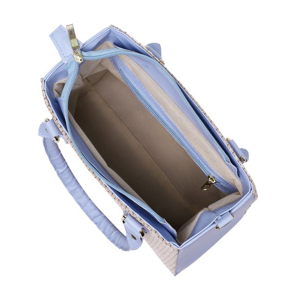 Bolsa Luxo Feminina Palha Baú Alça de Mão e Transversal Azul claro - Gouveia Costa