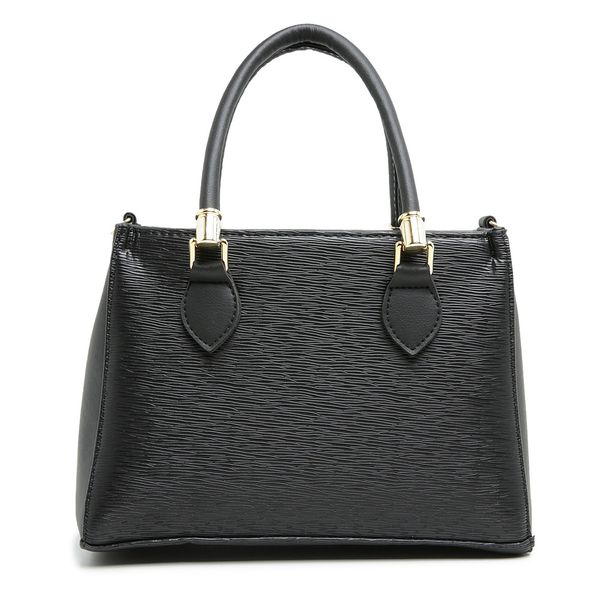 Bolsa Luxo Feminina Preta Baú Alça de Mão e Transversal - Gouveia Costa 