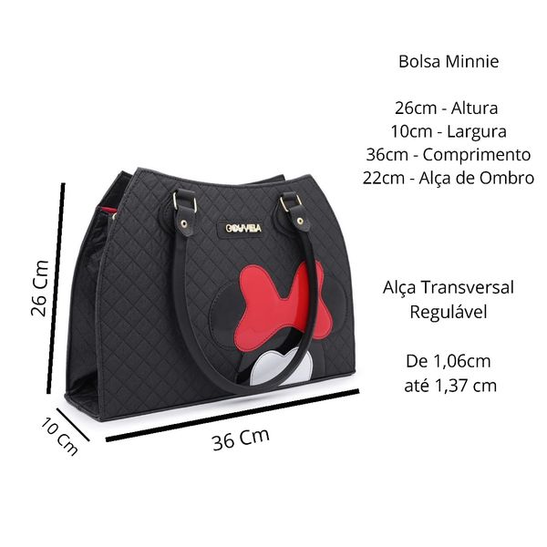 Bolsa Feminina Estilo Pasta de Ombro Social Minnie Preta - Gouveia Costa 
