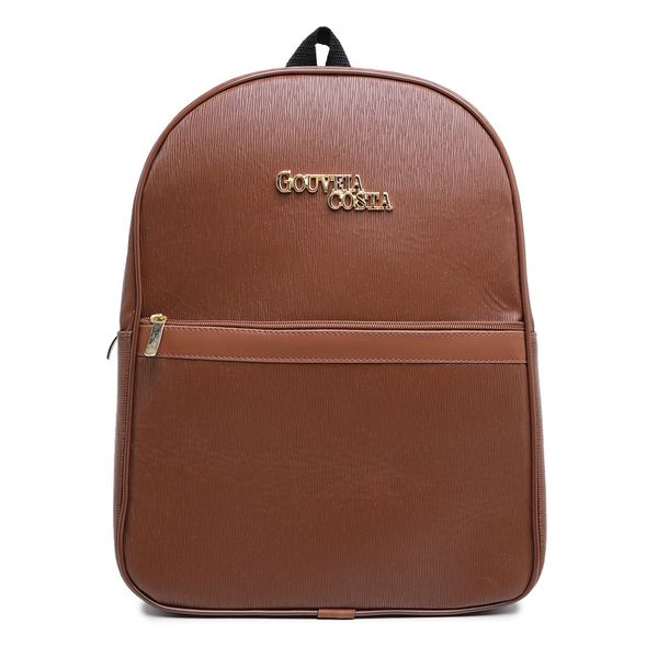 Mochila Grande Feminina Escolar Fashion Moderna Reforçada Lisa Caramelo - Gouveia Costa 