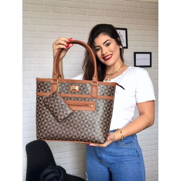 Bolsa Feminina Estilo Sacola Grande De Ombro estampada Preta - Gouveia Costa 