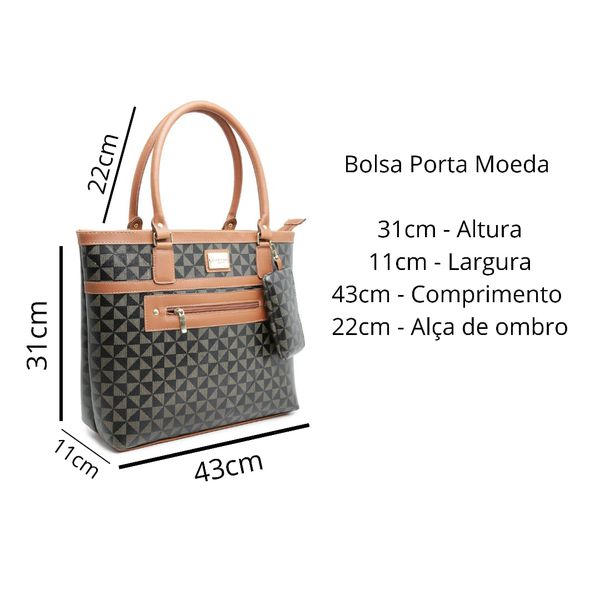 Bolsa Feminina Estilo Sacola Grande De Ombro estampada Preta - Gouveia Costa 