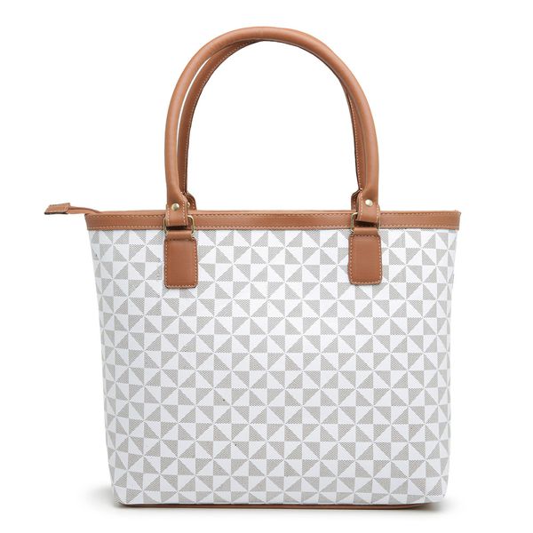 Bolsa Feminina Estilo Sacola Grande De Ombro estampada Branca - Gouveia Costa 