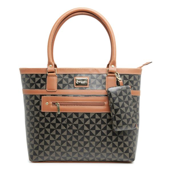 Bolsa Feminina Estilo Sacola Grande De Ombro estampada Preta - Gouveia Costa 