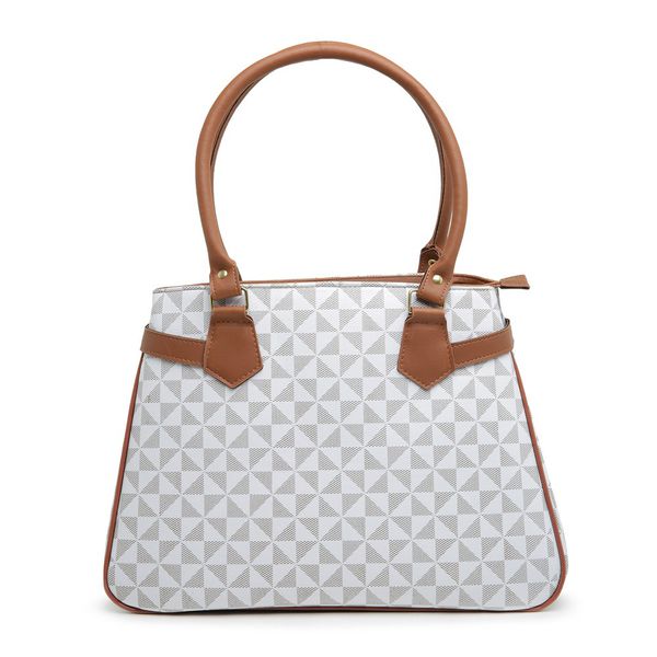 Bolsa Feminina Baú Alça de Mão e Transversal Estampada Branca - Gouveia Costa