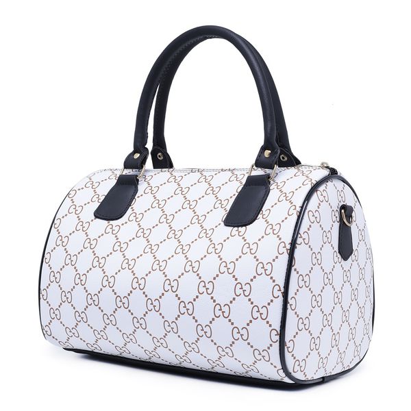 Bolsa Feminina Baú Alça de Mão e Transversal Estampada Branca - Gouveia Costa