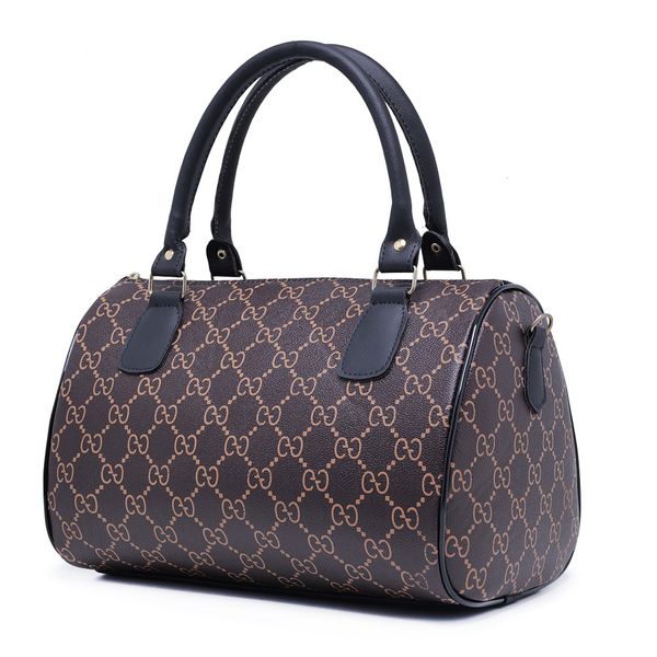 Bolsa Feminina Baú Alça de Mão e Transversal Estampada Marrom - Gouveia Costa Copia