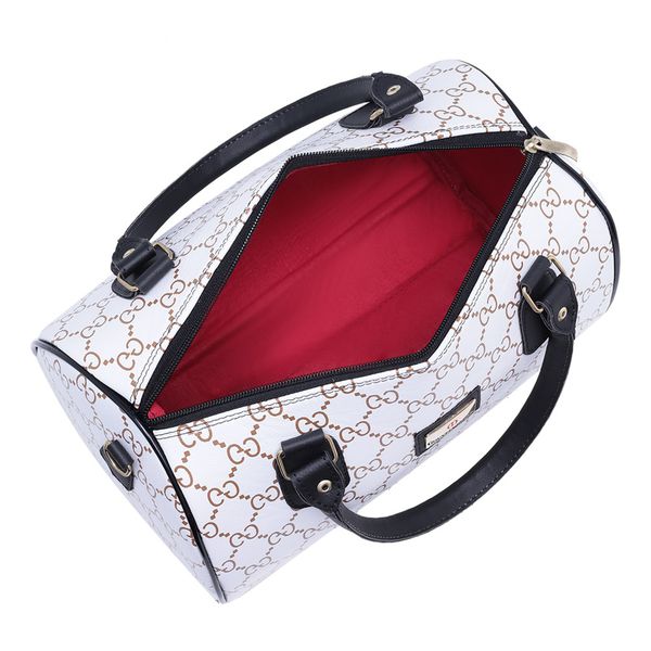 Bolsa Feminina Baú Alça de Mão e Transversal Estampada Branca - Gouveia Costa