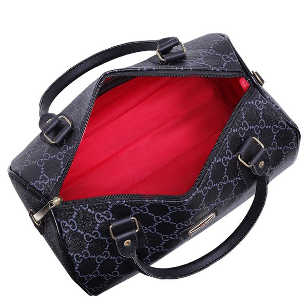Bolsa Feminina Baú Alça de Mão e Transversal Estampada Preta - Gouveia Costa