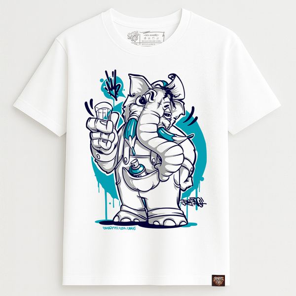 Camiseta MAMUTE - Branca - Graffiti com Café