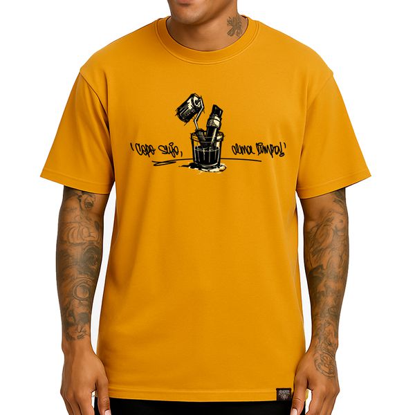 Camiseta COPO SUJO - Mostarda - Graffiti com Café