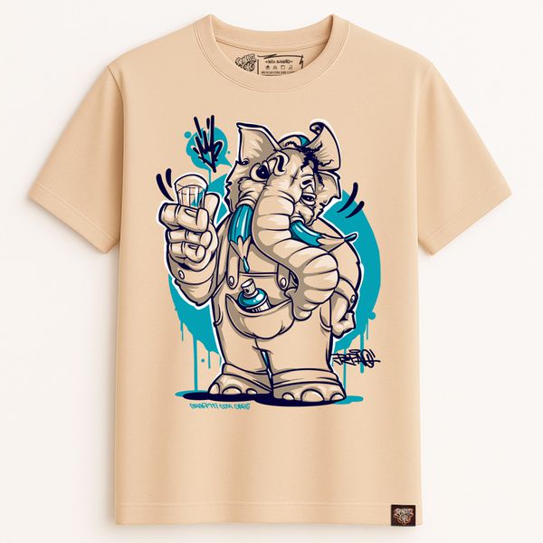 Camiseta MAMUTE - Bege - Graffiti com Café
