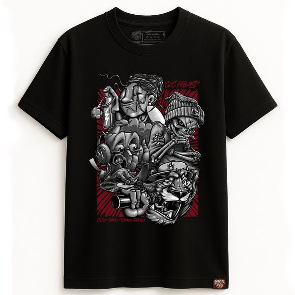 Camiseta FELLAS - Preta - Graffiti com Café