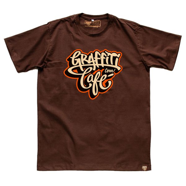 Camiseta Graffiti com Café - Marrom