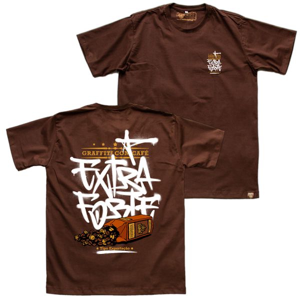 Camiseta Extra Forte - Marrom - Graffiti com Café