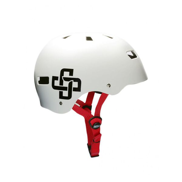 CAPACETE BRANCO FOSCO FITA VERMELHA IRON PROFISSIONAL