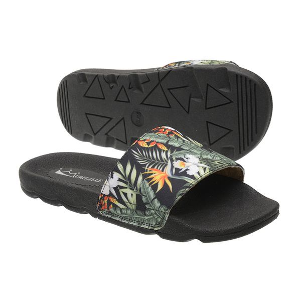 Chinelo Slide Cancún Preto Floral
