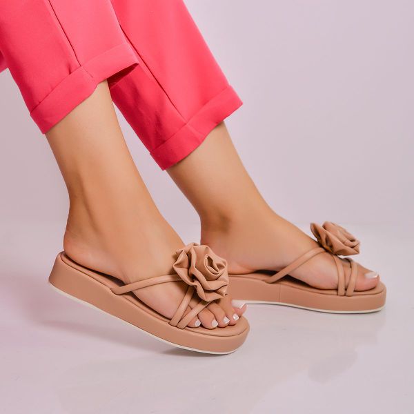 Sandália FlatForm Flor Nude