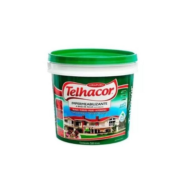 Impermeabilizante Resina Base D’Água C/BRILHO PRONTO P/USO CERAMICA TELHA 3,6L TELHACOR