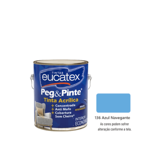 EUCATEX PEG & PINTE TINTA ACR AZUL NAVEGANTE 3,6 L