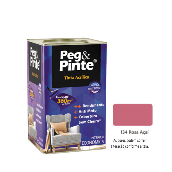 EUCATEX PEG & PINTE TINTA ACR ROSA ACAI 18 L