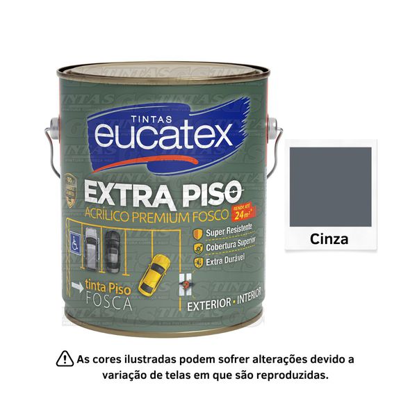 EUCATEX EXTRA PISO ACR PRE FOSCO CINZA 3,6L