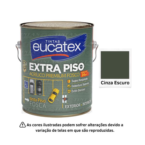 EUCATEX EXTRA PISO ACR PRE FOSCO CINZA ESCURO 3,6L