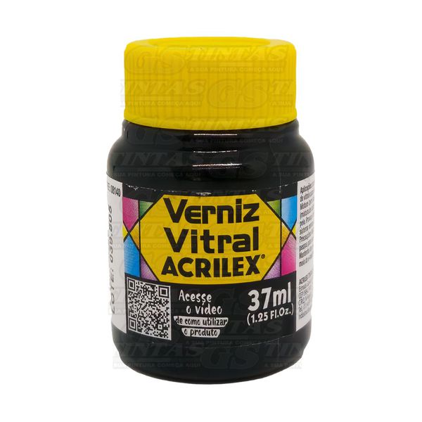 ACRILEX VERNIZ VITRAL 37ML PRETO