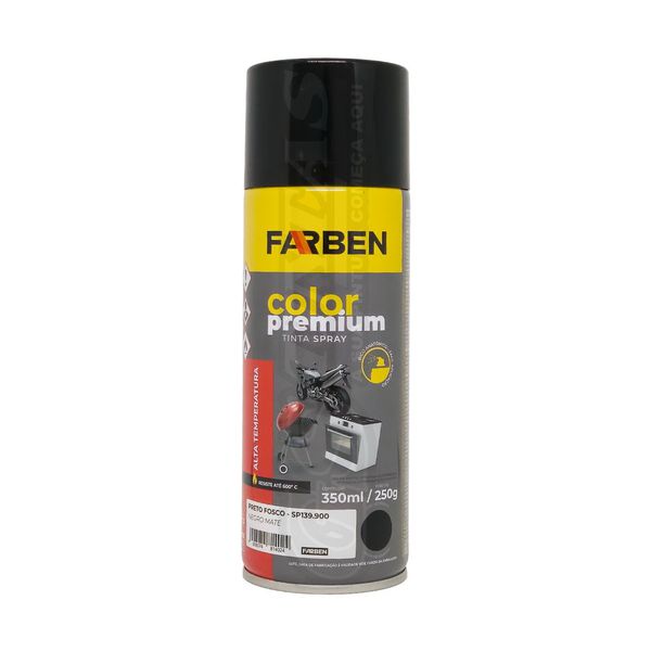 FARBEN SPRAY ALTA TEMP. PRETO FOSCO 350ML/250G