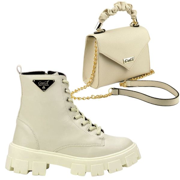 Kit Bota Tratorada Feminina e Bolsa Transversal - Off White - 212-GG | B100GG