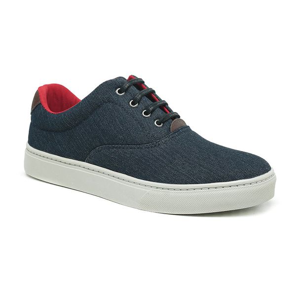 Tênis Masculino Casual Conforto Azul Marinho Com Sola Costurada 400-w