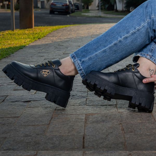 Sapato Oxford Tratorado Feminino GuGi 404-GG - Preto