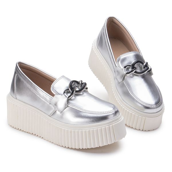 Mocassim Victoria Feminino Metalizado GuGi 405-GG - Prata | GuGi