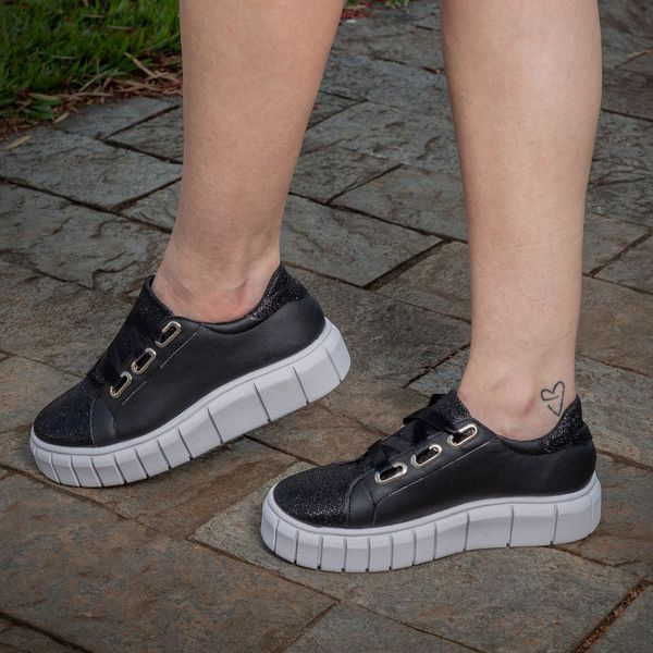 T nis Feminino Casual Gliter Brilhante Com Fita Cetim 605 GG
