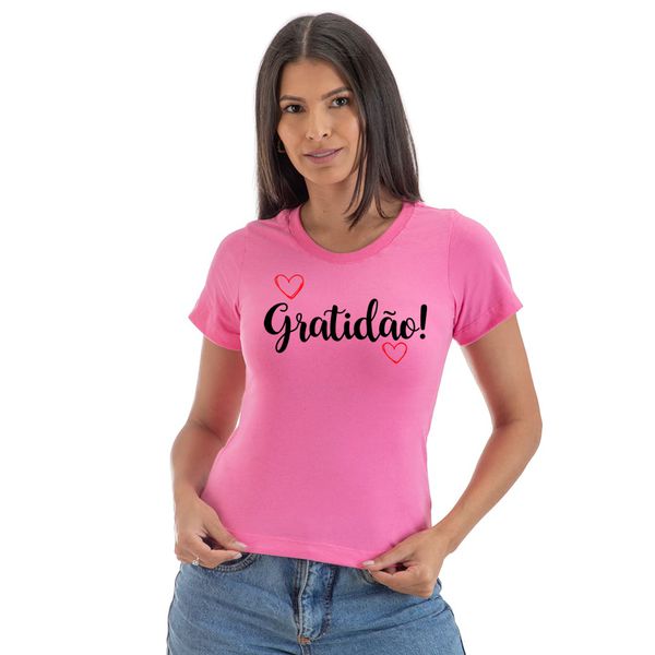 Camiseta T-shirt Feminina Estampada Gratidão Blusinha Camisa Moda